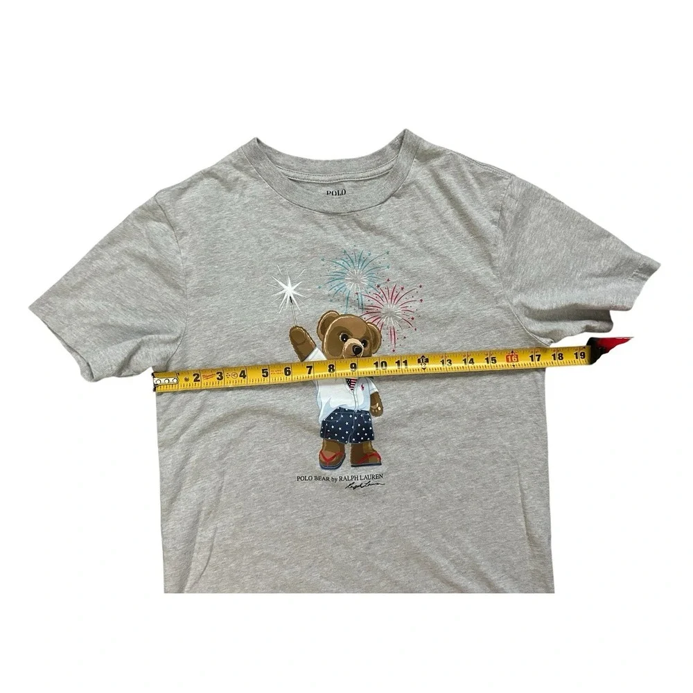 Ralph Lauren Polo Bear Holding‎ Sparkler Wearing Red White and Blue Shirt Kids L